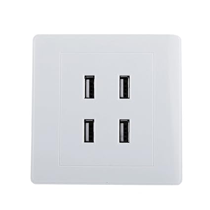 Generic 3.1A 4 USB Ports Wall Socket Charger Electrical Panel Power Outlet (White)