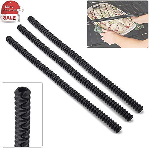 BESEGO Oven Rack Shields, Heat Resistant Silicone Oven Rack Cover Prevent Hand & Arm against Burns, Scars & Injuries - BPA Free & FDA Approved - 14 Inches Long (3Pcs Black)