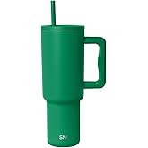 Simple Modern 40 oz Trek Tumbler with Handle and Straw Lid | Cup Holder Friendly Insulated Stainless Steel Travel Mug | Kelly Green