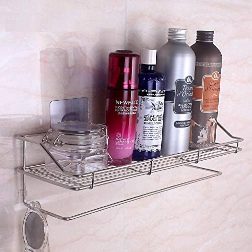 EOWQON® Multi Purpose Stainless Steel Self Adhesive 2 Tier Kitchen Bathroom Shelf and Towel Holder
