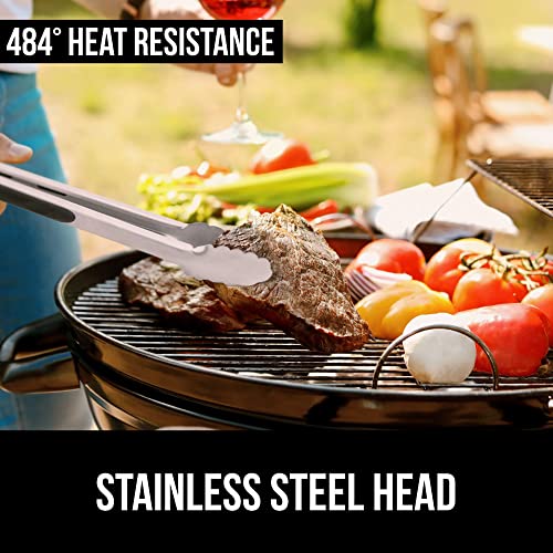 Gorilla Grip Stainless Steel Metal Tongs, 12 Inch, Heat Resistant up to