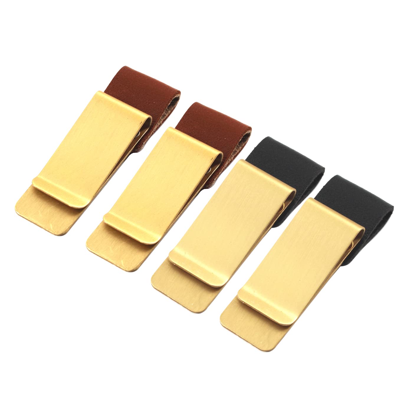 Medifier Gold Travelers Notebook Brass Clip Pen Holder Black Brown Leather Pen Loop Metal Money Clip Pack of 4