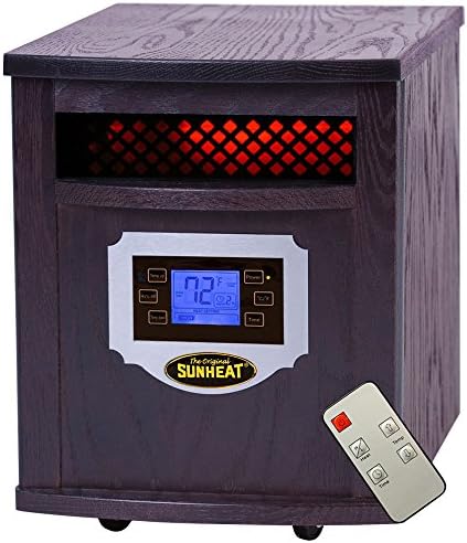 SUNHEAT International SH-1500LCD Electric Portable Infrared Heater with Remote Control and LCD Display, 1500-watt, Black Cherry