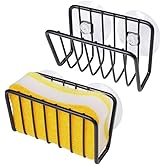 Toplife Sponge Holder for Kitchen Sink, Rust-Proof Suction Cup Sponge Caddy - Black - 2 Pack