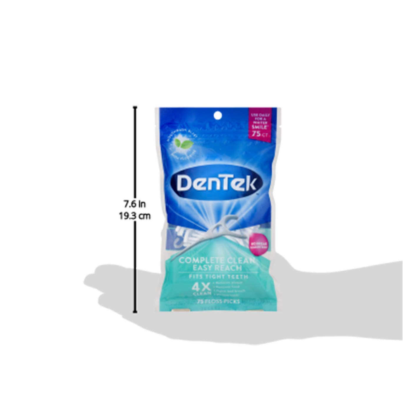 DenTek Complete Clean Floss Picks | Removes Food & Plaque | 75 Count | 2 Pack : Beauty