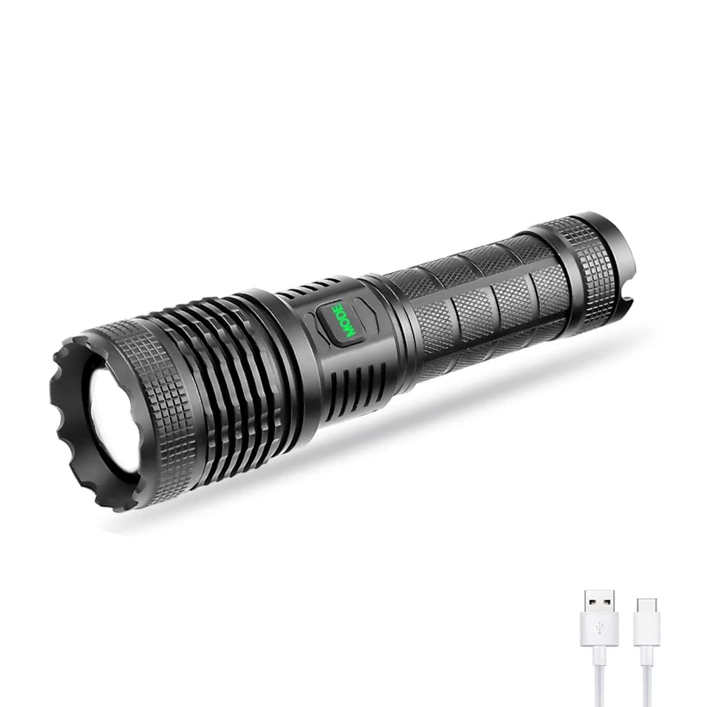 WESLITE Torch Rechargeable, XHP70.2 Tactical Torch LED Bright 6000 Lumens Powerful Flashlight Hign Lumens USB Torch with Power Display & Zoomable Torch Light