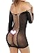 FasiCat Fishnet Lingerie Sexy Mini Half Sleeves Dress Womens Chemise Novelty Babydoll Black