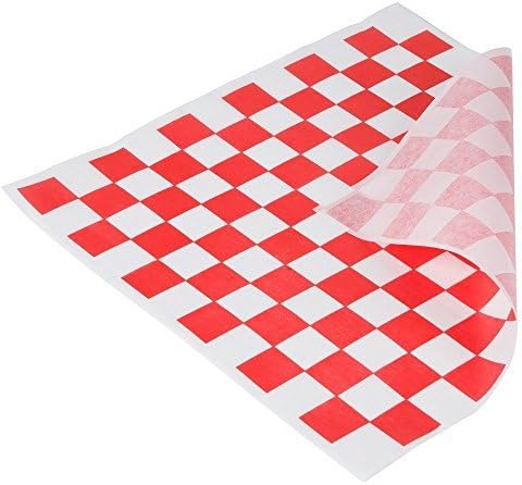 Deli Wrap Bags - Convenient Sheets 12X12" - Red and White Checkered Food Basket Liner pack sandwich papers (100)