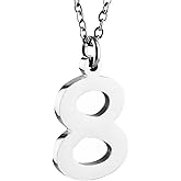 HZMAN Womens Stainless Steel Number 0-9 Charms Pendant Necklace 2 Colors Gold Silve