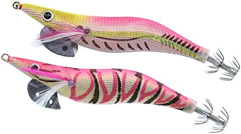 Professional Squid Bait,2pcs kit Fishing Lure Plastic Hard Squid Jigs Luminous Tail Saltwater Tackle Hook with 3.0 Plumbum