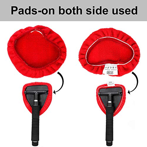 Glumes Auto Glass Cleaner Wiper Keeps Cars Vehicles Interior Exterior Windshields Windows Clean, With 2 Pads Washer Towel and 1 Spray Bottle (Red)