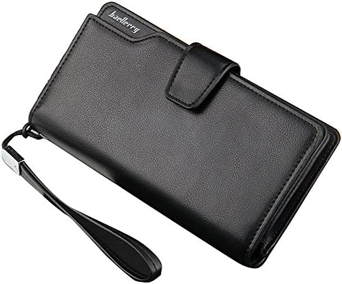 Men's Clutch Bag Handbag Long Wallet Business Organizer Checkbook PU Leather Purse Sllybo (style 13-Black)