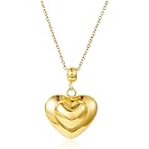 immerFancy Gold Heart Charm Necklace for Women, Trendy Dainty Chunky Mom 1111 Heart Toggle Statement Thick Paperclip Chain Choker Necklaces Mothers Birthday Jewelry Gift