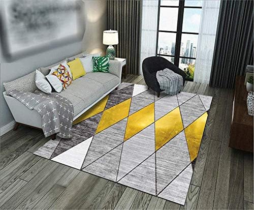 Vvlo Carpet Lounges Big Rugs Yellow and Gray Rugs Geometric Modern Room Soft Rugs Area Bedroom Kids Rugs Rugs Dining Room Thick Hall Fashion (Color : A, Size : 200X300cm)
