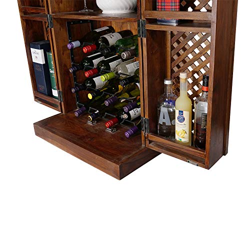 Fab Furnish Brauner Sheesham Kompakter Heim-Barschrank für Wein- und Spirituosen, freistehendes Weinregal und… – Bild 6