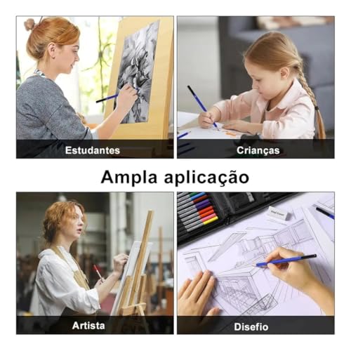 Conjunto Profissional De Lápis De Cor Para Desenho E Esboço Com 41 Unidades, Lápis De Cor Grafite, Ferramenta De Haste De Carvão, Estojo Lona com Zíper, Para Crianças Adultos, Adolescentes E Artistas