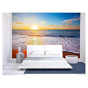 Sunset and Sea - Removable Wall Mural | Self-Adhesive Large Wallpaper - 66x96 inches