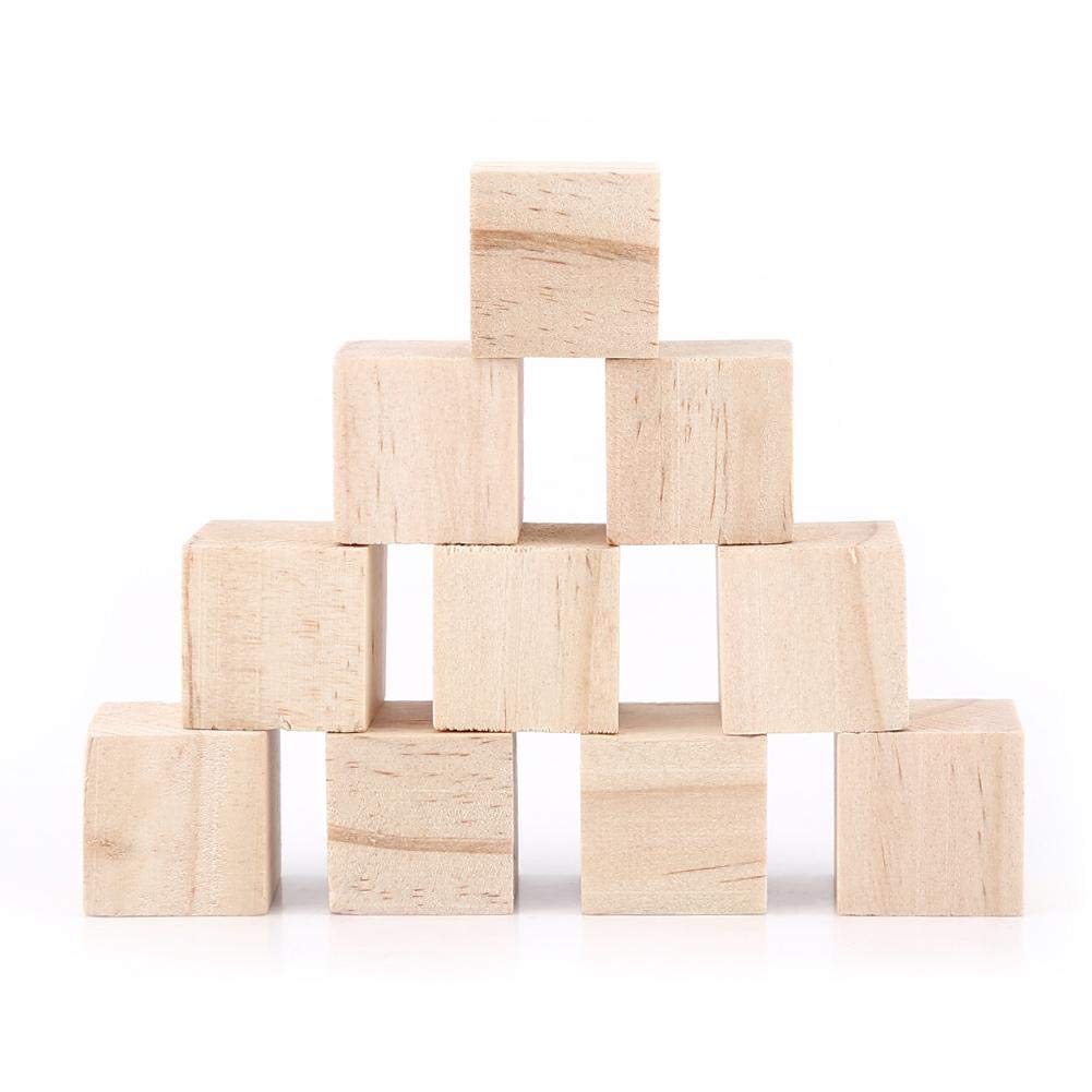 10pcs Wood Cubes, 25mm Natural Wood Square Blocks Cubes Woodwork Craft Accessary for Puzzle Making, Crafts, and DIY Projects.