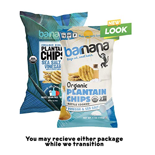 Barnana Organic Plantain Chips, Salt & Vinegar Paleo & Vegan Ridge Cut