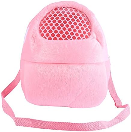 Hamster Carrier Bag , Small Animal Outgoing Carrier Bag with Shoulder Strap Portable Travel Handbag Backpack for Hedgehog Hamster Mouse Rat Sugar Glider Squirrel Chinchilla Rabbit (L, Pink)