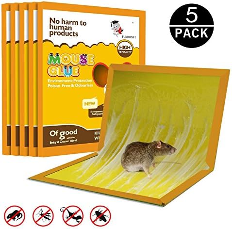 JCHope Mouse Glue Boards, Mouse Glue Traps, Mouse trap, Mouse Size Glue Traps Sticky Boards, Professional Strength Glue (5 Pack)