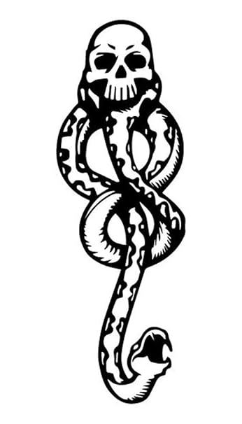 EROSPA® Tattoo-Bogen temporär - Schädel / Totenkopf mit Schlange - 10,5 x 6 cm