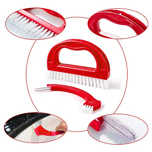 Grout Brush Cleaner, Marble/Bath/Stone Tile Joint Grout Cleaning Scrubber Brush with Handle, Stiff Cleaning Brush for Shower, Bathroom, Floors, Window Track and Kitchen (3 in 1)