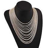 Yozone Tassel Necklace Fashion Jewelry Multilevel Gold Silver Black Color Chain Necklace Shorts Women