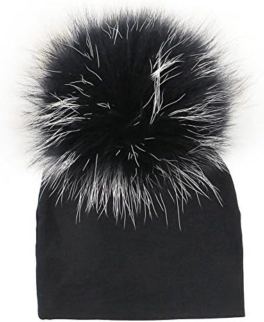 GZHILOVINGL 0-6 Months Baby Hats Newborn Infant Beanie With Real Fur Pom Pom Winter