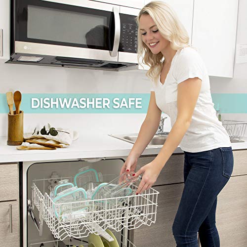 Vallo Large Glass Food Storage Container with Snap Lock Lids for Leftovers Safe for Microwave