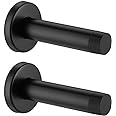 JQK Door Stopper Black, 304 Stainless Steel Thicken 1mm Sound Dampening Door Stop Bumper Wall Protetor 2 Pack, Matte Black, DSB5-PB-P2