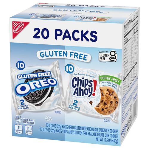 OREO CHOCOLATE SANDWICH COOKIES & CHIPS AHOY! CHOCOLATE CHIP COOKIES GLUTEN FREE COOKIES VARIETY PACK, 20 SNACK PACKS