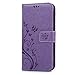 LG K20 Plus Case, LG K20 V Case, LG K10 2017 Case, YOKIRIN Wrist Strap Flip Kickstand PU Leather Wallet Cover Embossed Floral Butterfly with ID&Credit Card Holder 3D Elephant Dust Plug, Purple