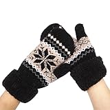 Binmer(TM)Women Winter Snow Warm Ladies Knitted Knitting Gloves Mittens (Black)