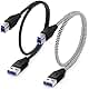 Besgoods 2-Pack 1.5ft/50cm Braided USB 3.0 Cable - A-Male to B-Male Short Cable - Black