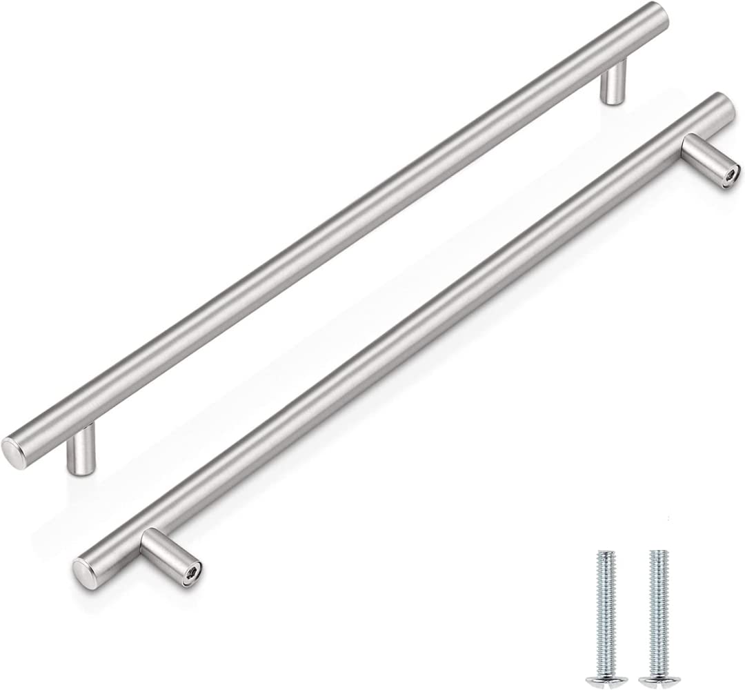 CCHONG 2 Pack Kitchen Cupboard Handles Stainless Steel Kitchen Door Handles Brushed Cabinet Handles Wardrobe Drawer (2 Pack Silver, Hole Centre 192mm)