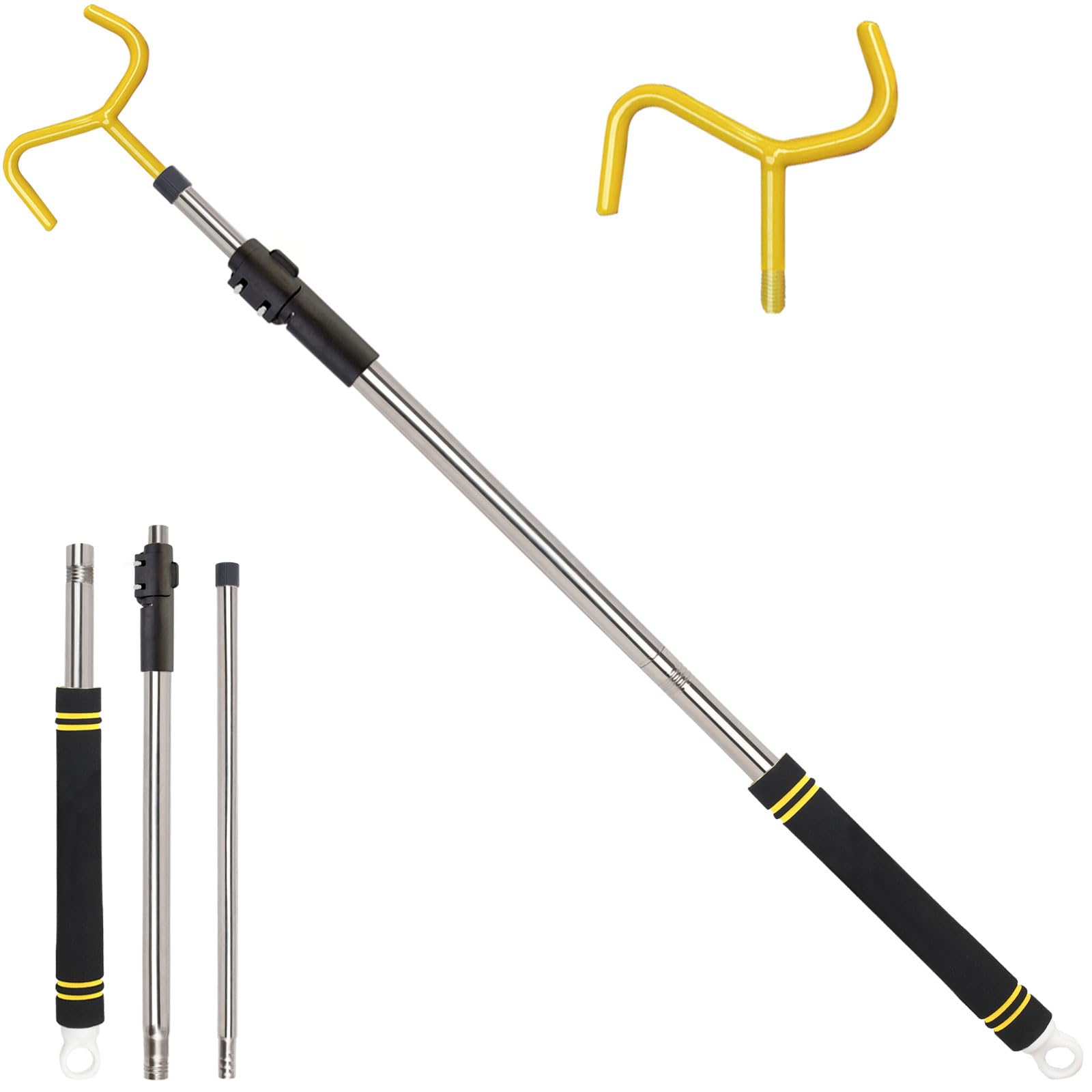 Photo 1 of Frebuta Drapery Pull Rod,36“ to 63” Curtain Pull Telescoping Pole Heavy Duty For Curtains Wand Stainless Steel Tubes Soft Sponge Handle Rod for Curtains Extension Pole Lightweight (Black Yellow)