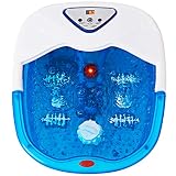 Giantex Foot Spa Bath Massager with Heat, Bubbles Vibration and 4 Massage Rollers, Anti-Splash Water Guarder, Temperature Control, Pedicure Foot Massage Tub for Home Salon Use (Blue)