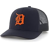 Officially Licensed Detroit Baseball Navy Blue/Orange Mesh Trucker Hat Classic MVP Tigers Primary Home Team Logo Adjustable Snapback Sports Ball Cap