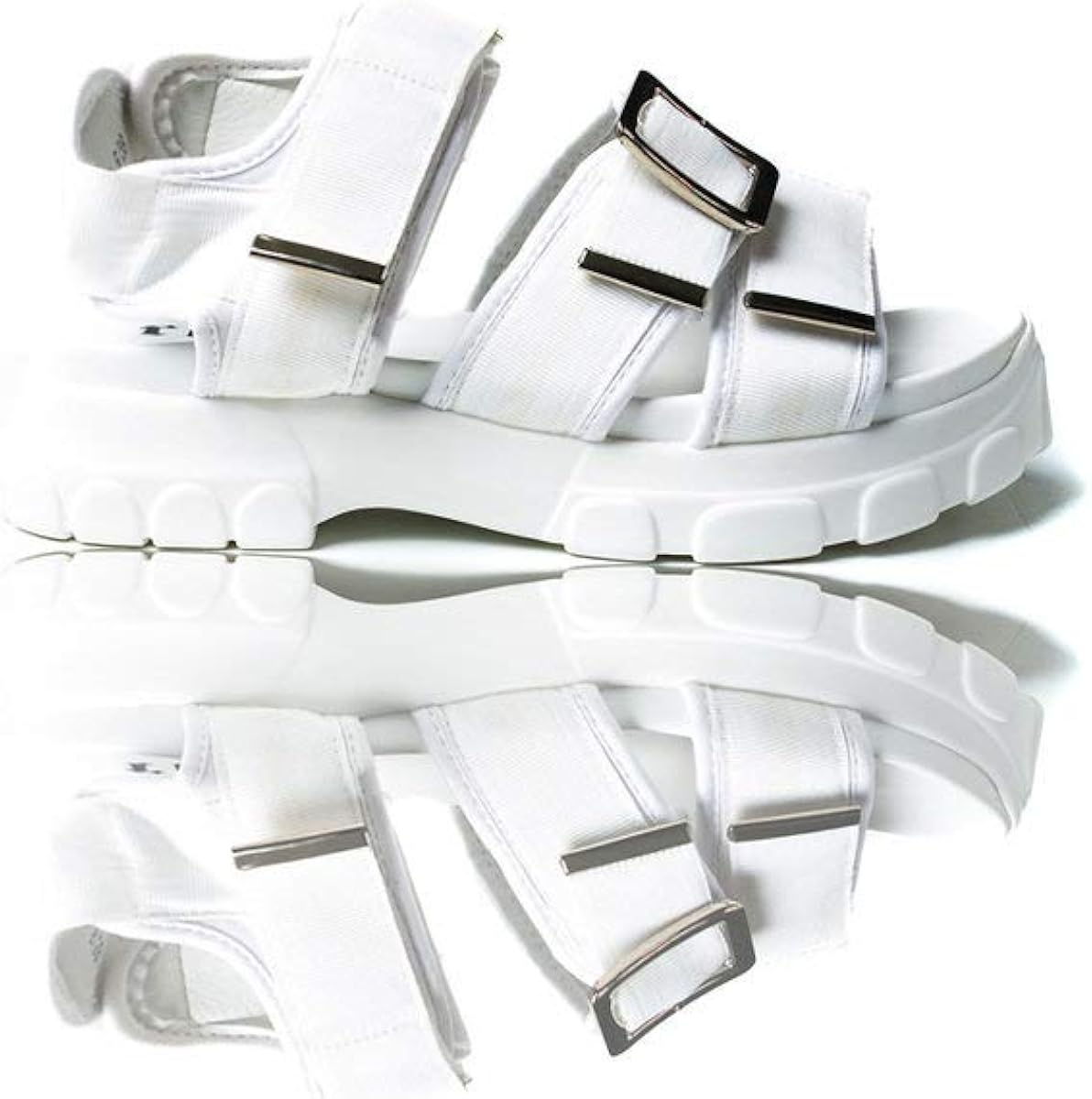 black chunky buckle sandals