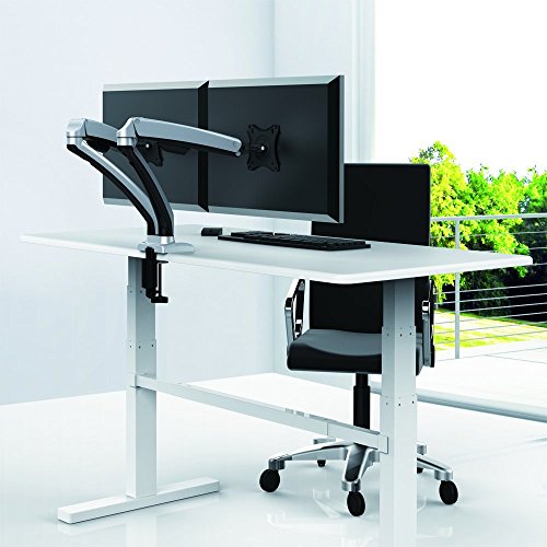 H&A Elegant Aluminum Monitor Stand Gas Spring Desk Monitor Mount for 13"-32" Computer Monitor TV Screens Full Motion Swivel LED LCD Arm (Dual Monitor)