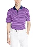adidas Golf Men's 3-Color Stripe Polo Shirt, Mineral Blue S/Flash Pink S, Small