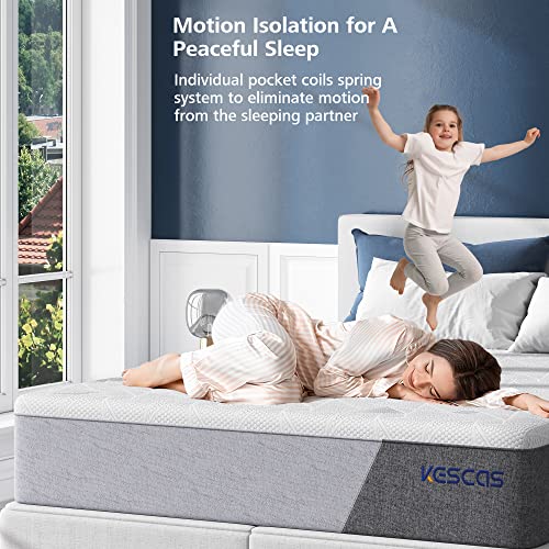 Kescas 12 Inch Spring Hybrid Twin Mattress Bamboo Charcoal Cooling Gel Memory Foam, Moisture