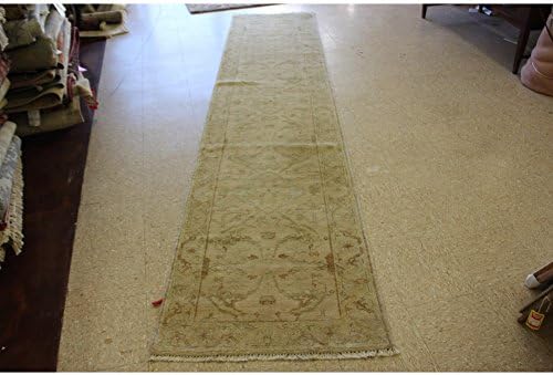 3 X 12 Beige Hand Knotted Carpet Oushak Design Pure Wool Oriental Rug