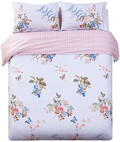 Word of Dream Egyptian Cotton 3PC Duvet Cover Set, King, Fine Floral Print