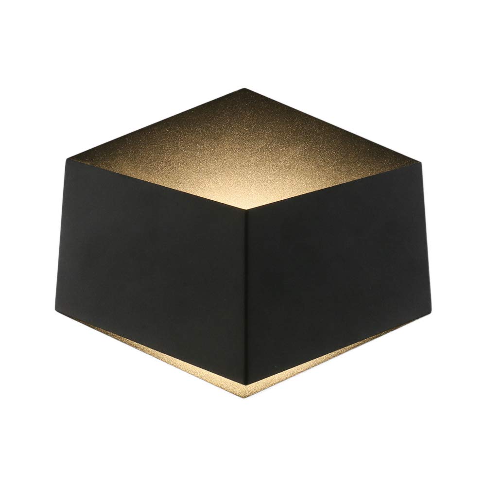 V-TAC 3W Decorative LED Rectangular Wall Lamps – Black Body – Sensor Compatible Beautiful Modern Lights for Living Room Bedroom Office Reception 4000K Day White Light