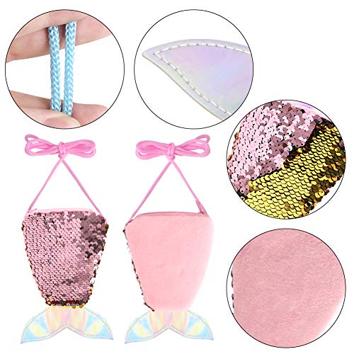 SallyFashion Meerjungfrau Geldbörse, 6 Stück Meerjungfrau Tasche Pailletten Geldbörse Kinder für Geburtstag Geschenk Mitgebsel Party