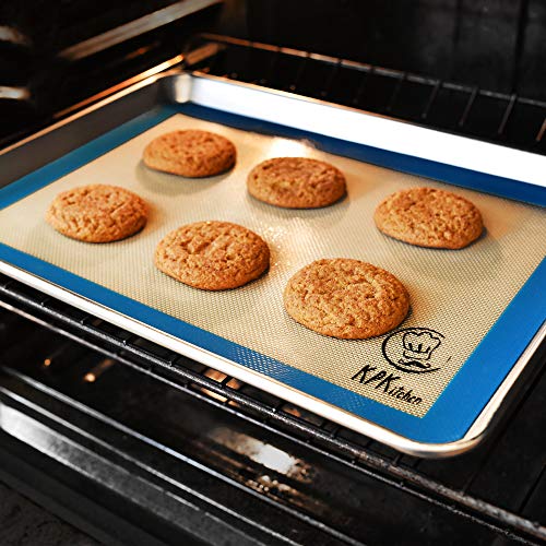 Silicone Baking Mat Sheet Set - 2 x Half Sheet Cookie Cooking Mats + Quarter Sheet Baking Sheet - Nonstick, Nontoxic & Mess-Free Silicon Oven Sheets - No Fillers - Microwave, Freezer & Dishwasher Safe