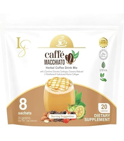 Amazon.com : Luxe Slim Caffe Macchiato With Collagen & L-Glutathione, 8  Sachets / 168g : Grocery & Gourmet Food