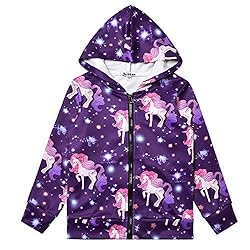 Hoodie for Girls Unicorn Zip Up Jackets Sweatshirt